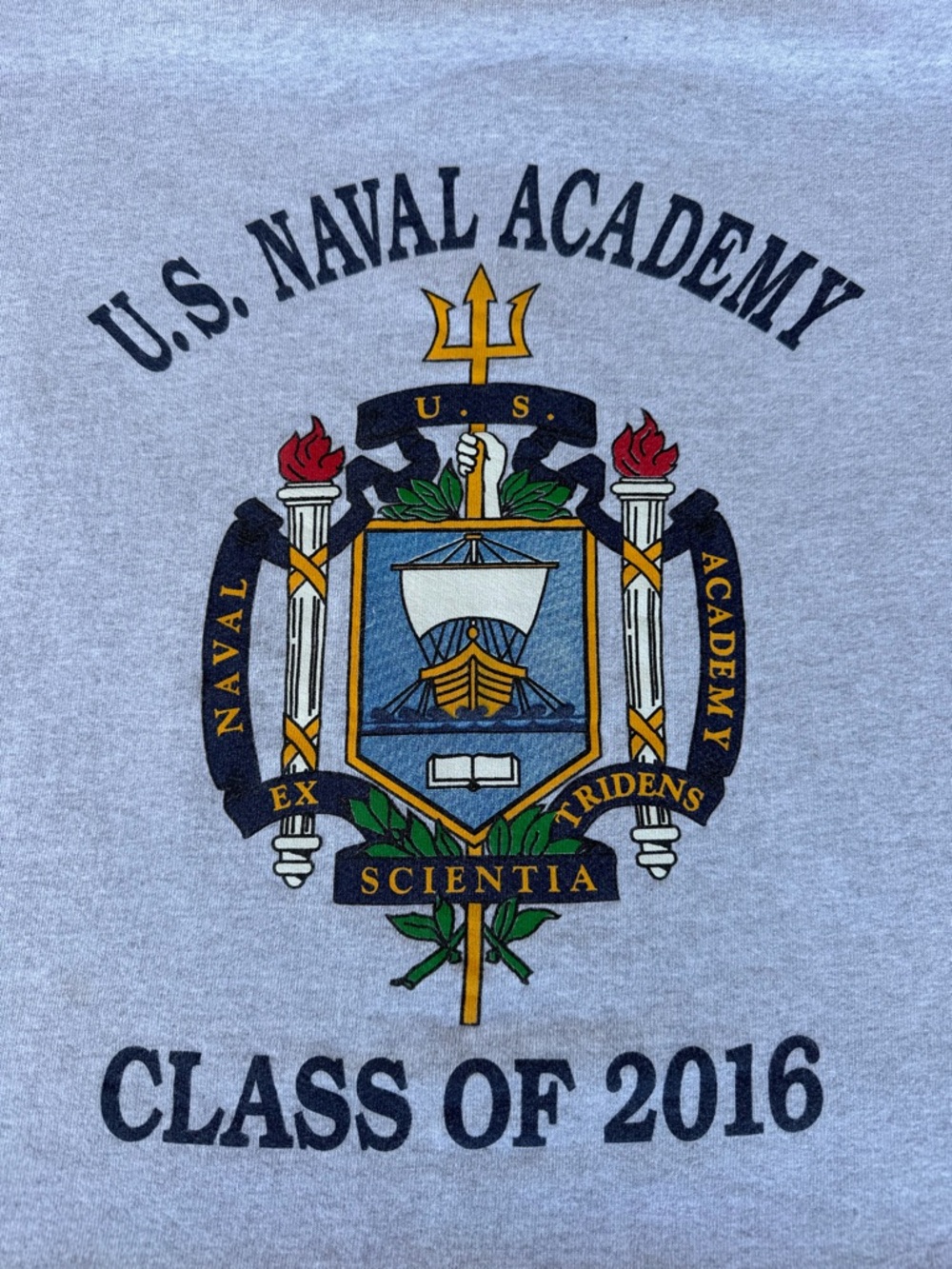 US Naval Academy Class of 2016 Sweatshirt Stadium Blanket Heather Gray 52x71 GUC